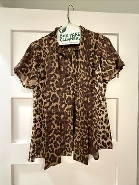 Lafayette 148 New York Brown Leopard Print Blouse